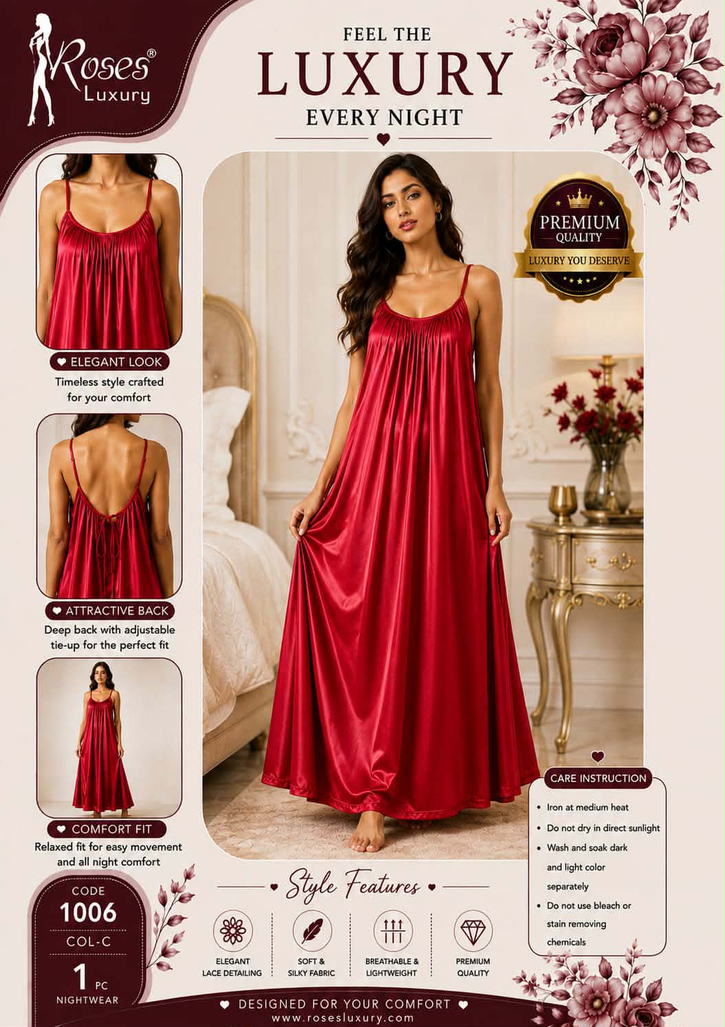 Luxury Silk Maxi Long Nighty SM-01