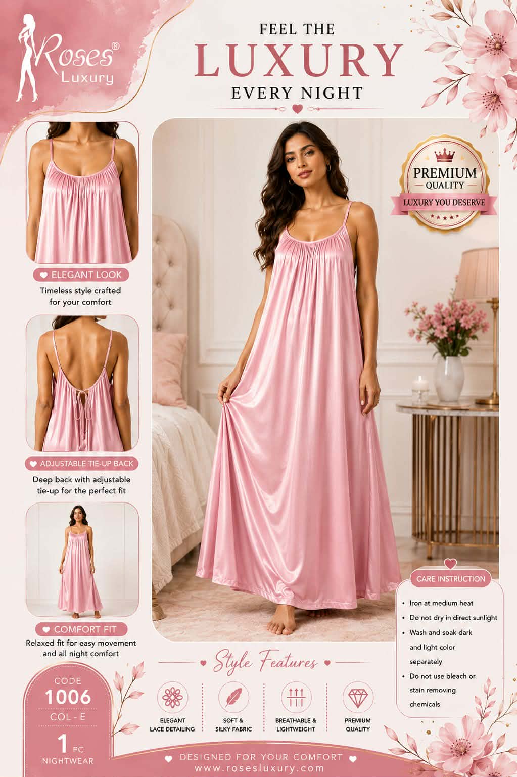 Luxury Silk Maxi Long Nighty SM-01