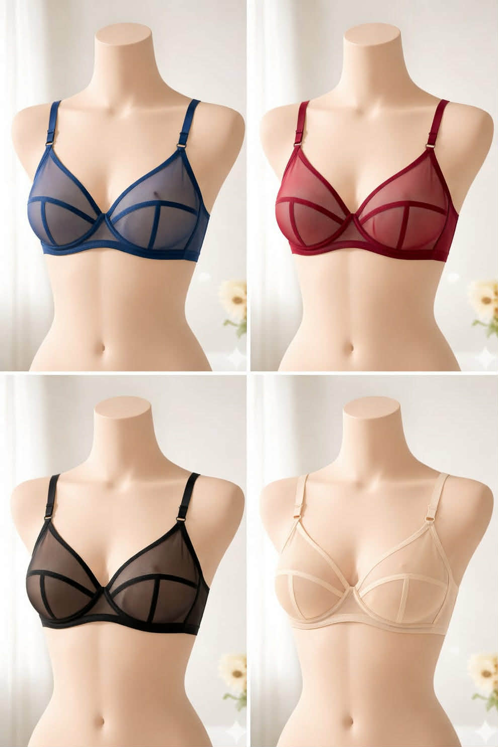 Aura Lace Bralette Collection Transparent Bra TS-01