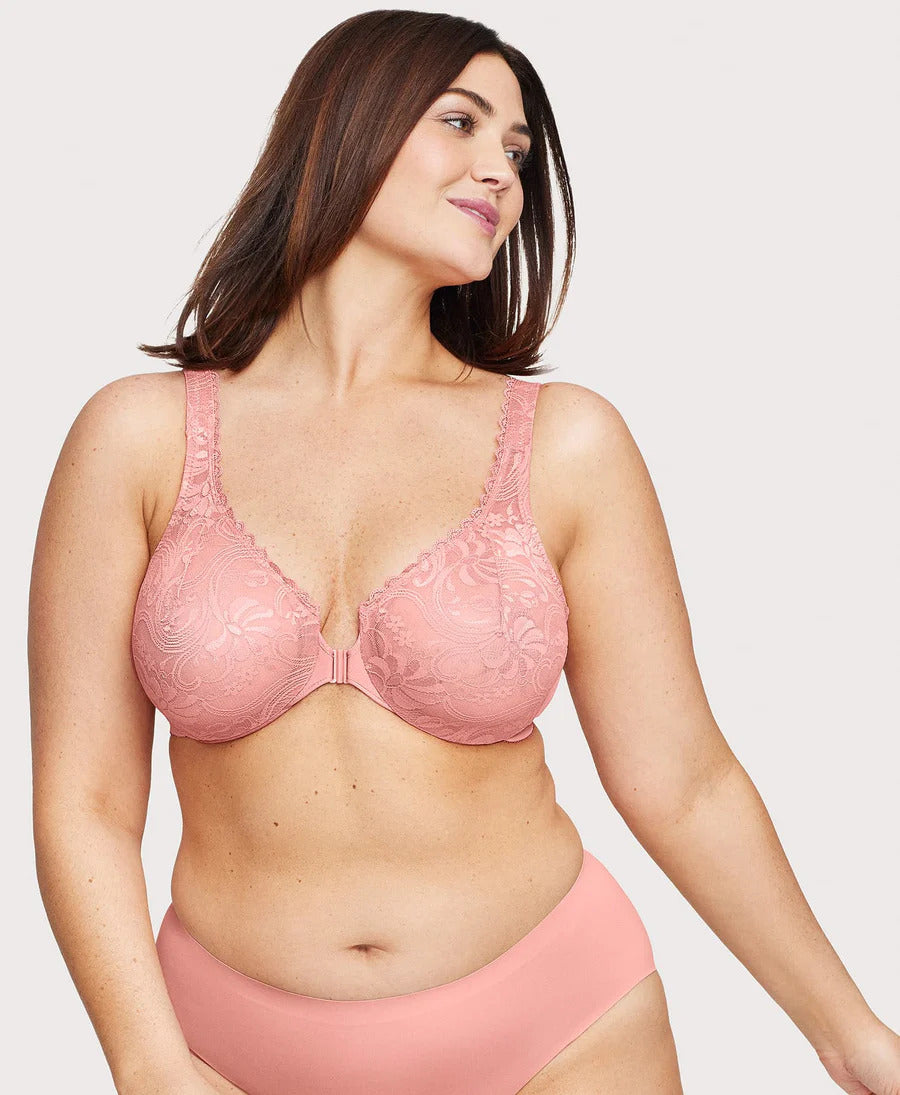 Premium Front Closure Full Coverage Lace Comfort Bra Set for Women PLC-01