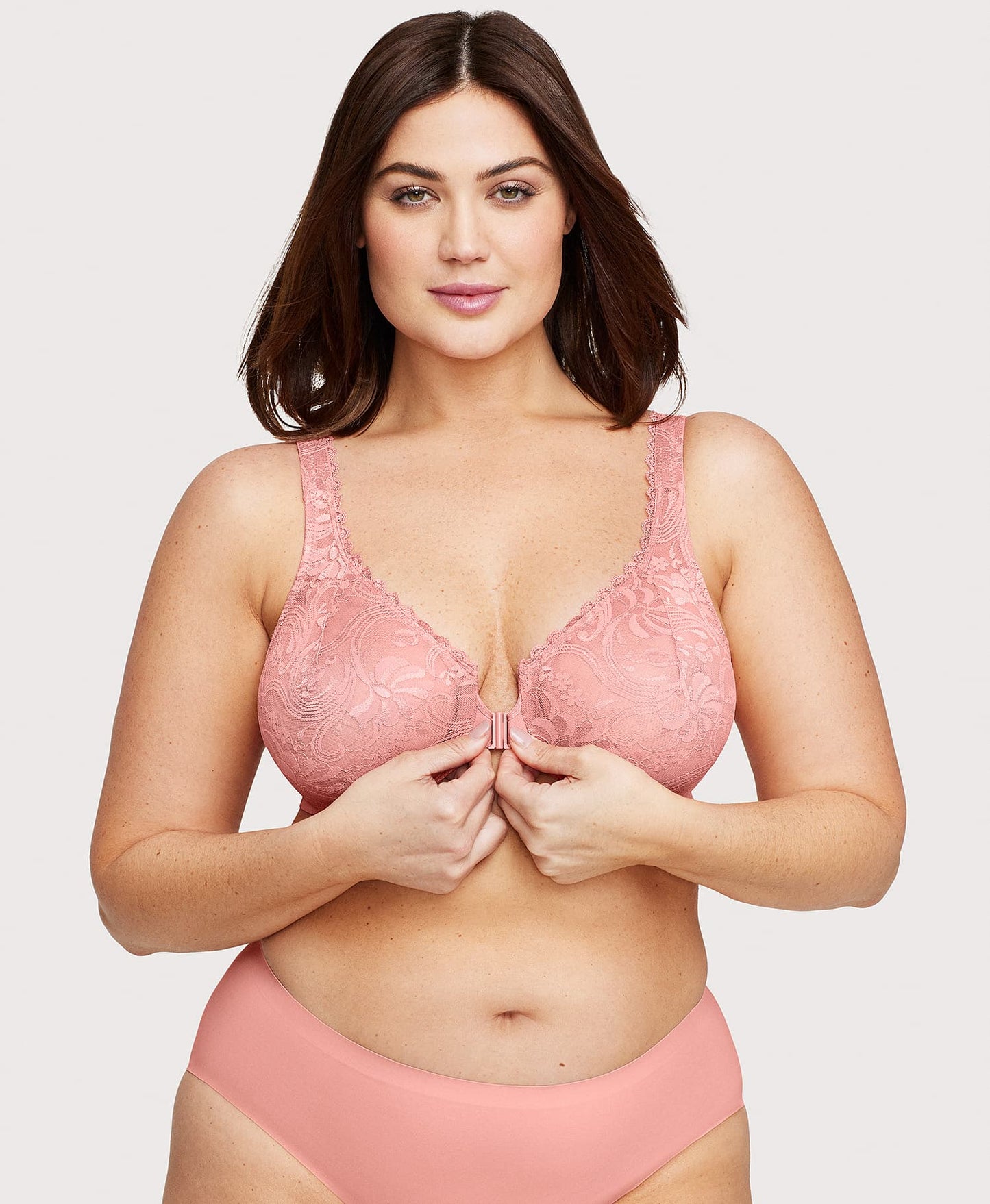 Premium Front Closure Full Coverage Lace Comfort Bra Set for Women PLC-01