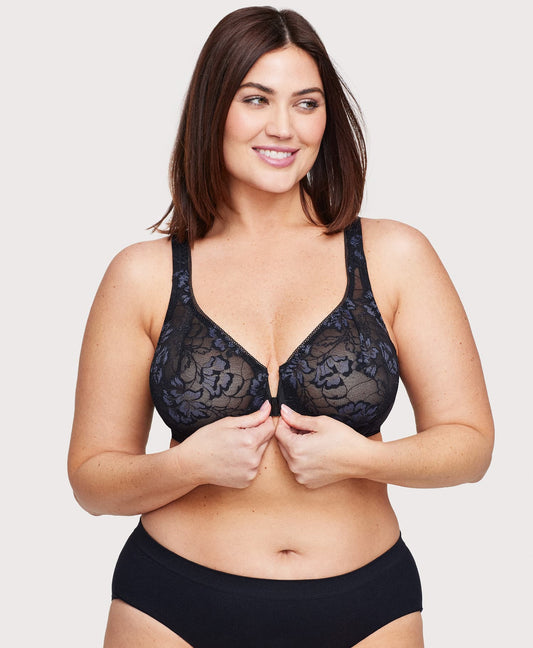 Premium Front Closure Full Coverage Lace Comfort Bra Set for Women PLC-01