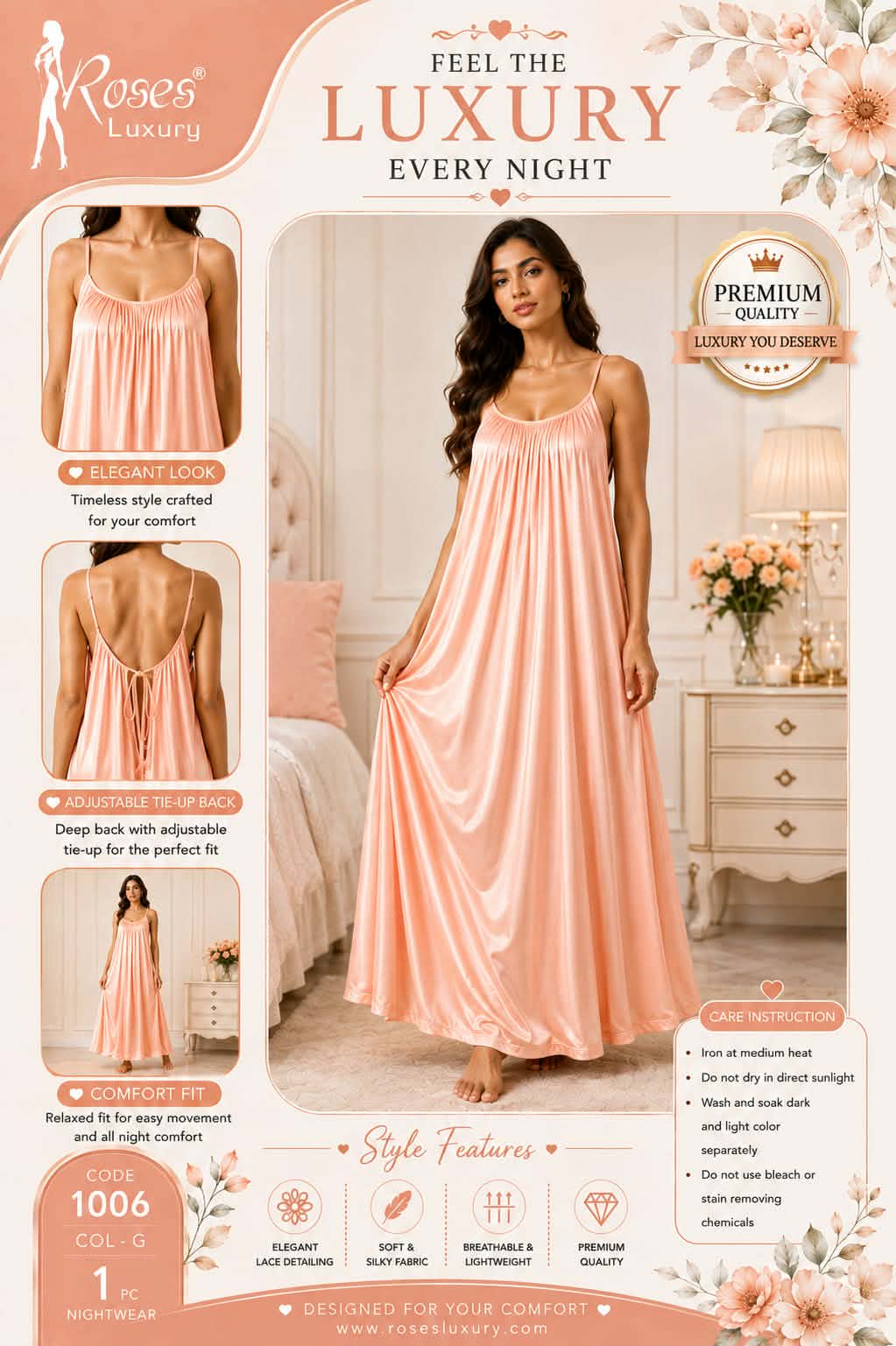 Luxury Silk Maxi Long Nighty SM-01