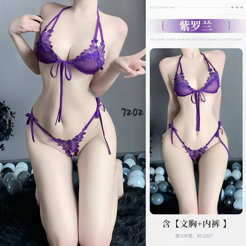 Hot Transparent Black Mesh Bra Panty Nightwear Set