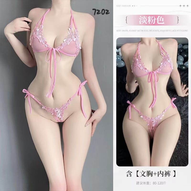 Hot Transparent Black Mesh Bra Panty Nightwear Set