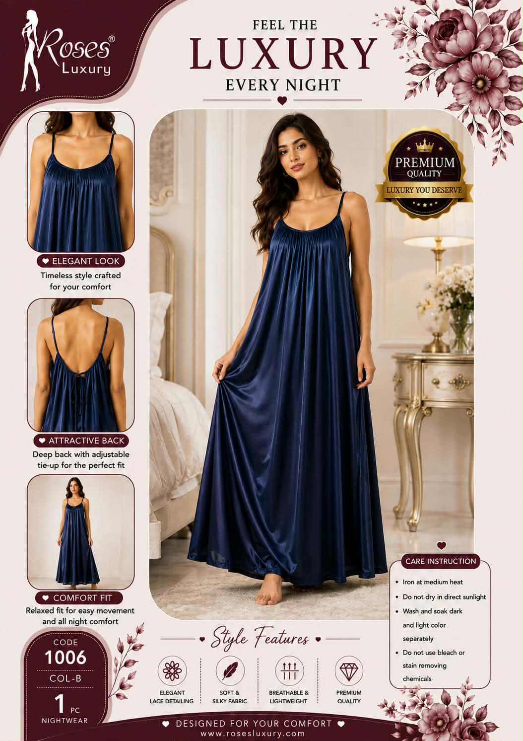 Luxury Silk Maxi Long Nighty SM-01