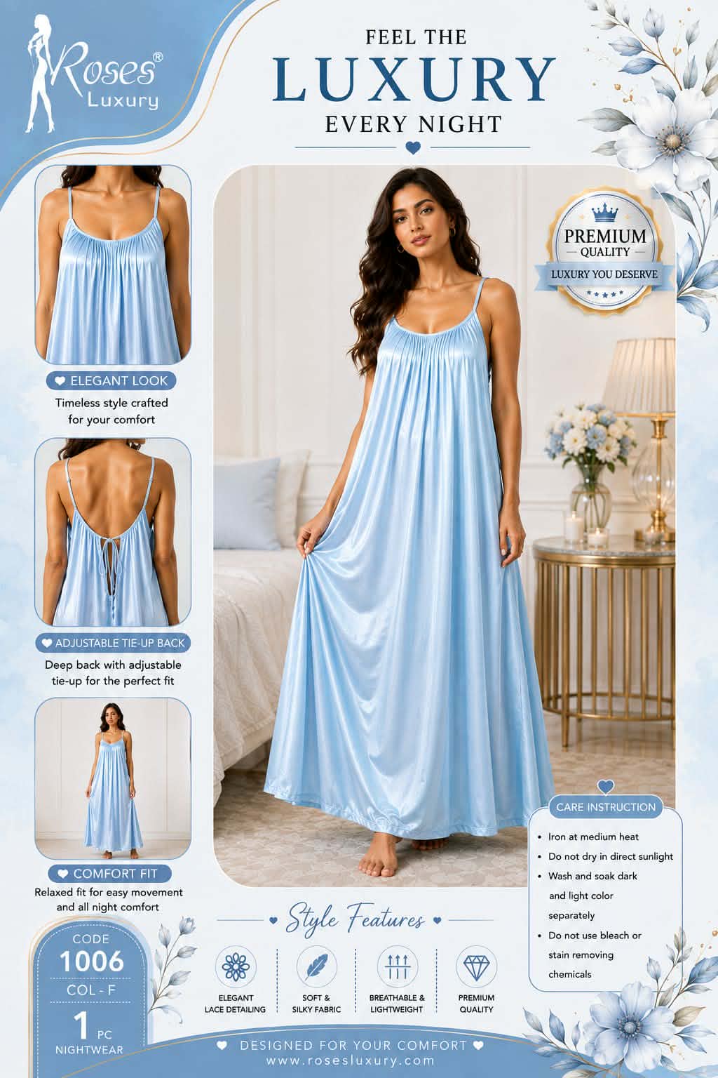 Luxury Silk Maxi Long Nighty SM-01