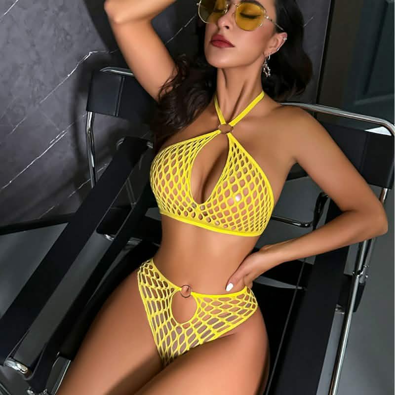 Premium Mesh Halter Neck Lingerie Set MLS-02