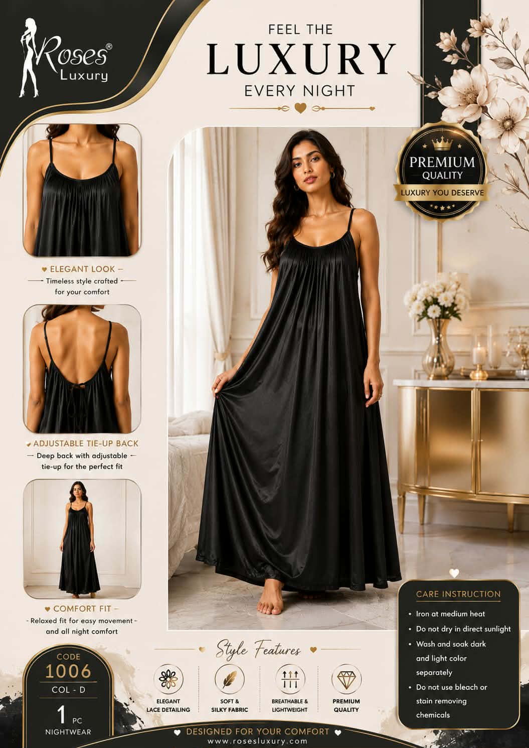 Luxury Silk Maxi Long Nighty SM-01