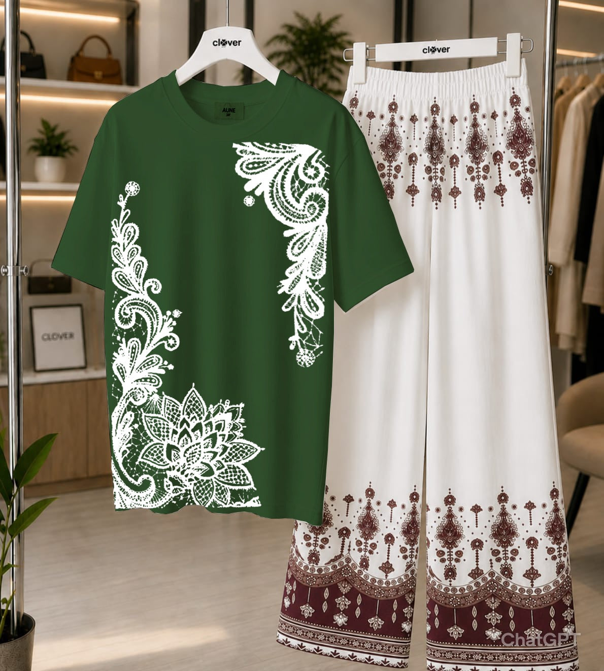 "Clover 2-Piece Women's Stitched Jersey Printed Night Suit" CH-005