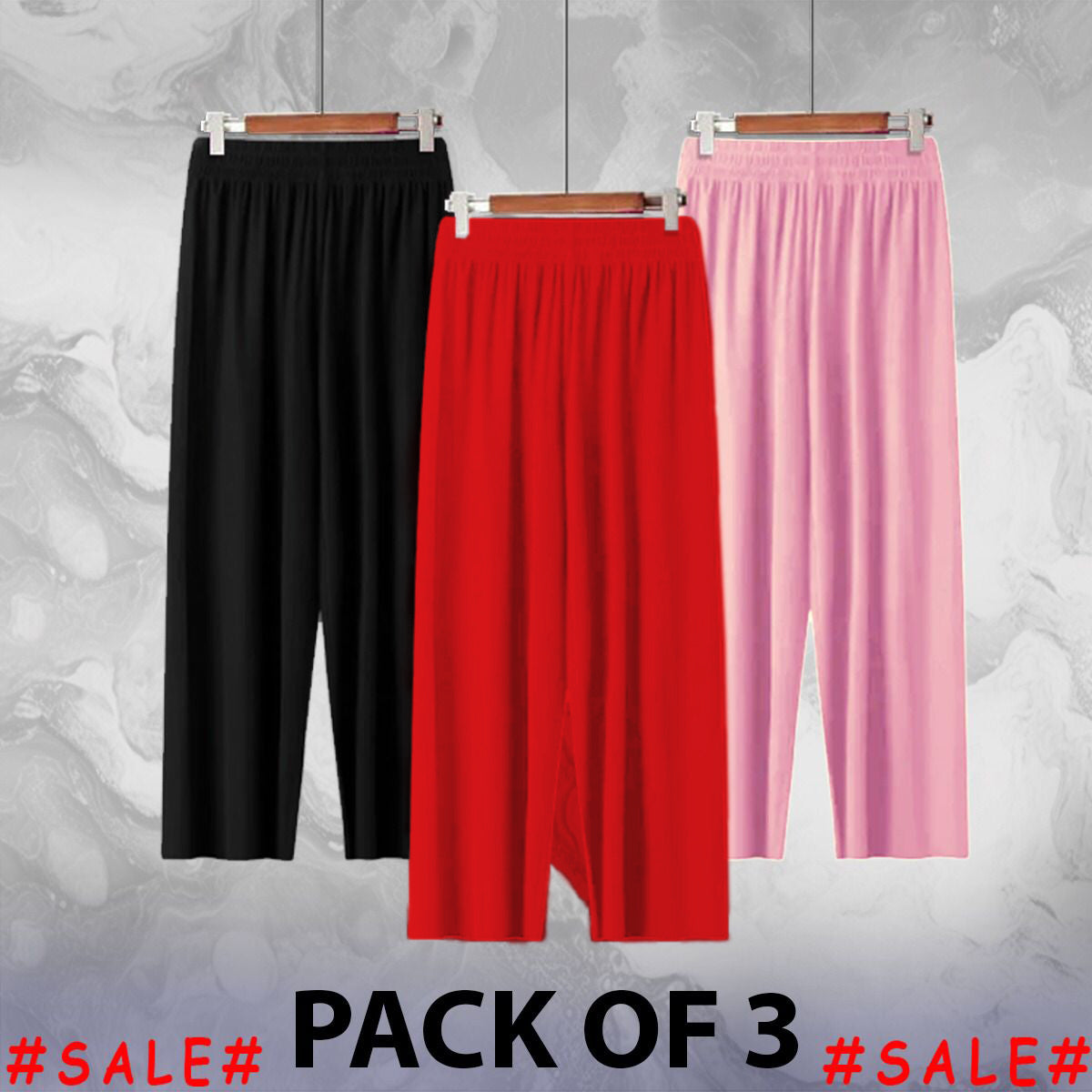 Luxury Pack Of Three Pajamas With Wide-Leg Flapper