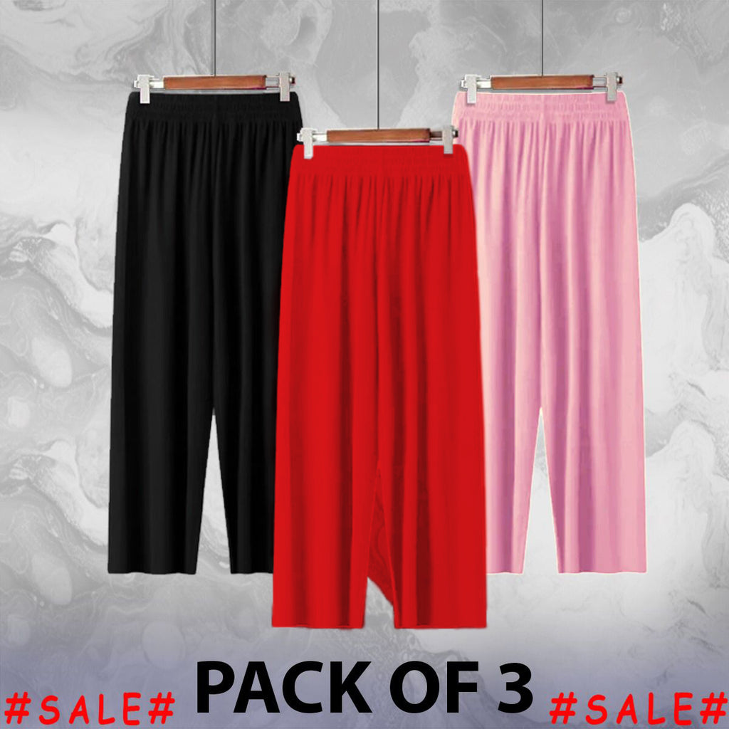 Luxury Pack Of Three Pajamas With Wide-Leg Flapper