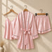 Satin Pajama Set with Robe, Camisole, and Shorts CH -011