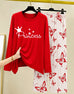 Red Princess Night Suit Women with Butterfly Print 009