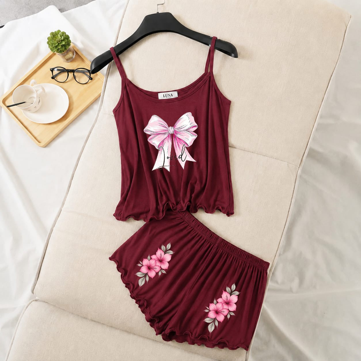 Floral Charm Sleepwear Two-piece Camisole and Short CS-001