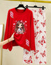 Red Princess Night Suit Women with Butterfly Print 009
