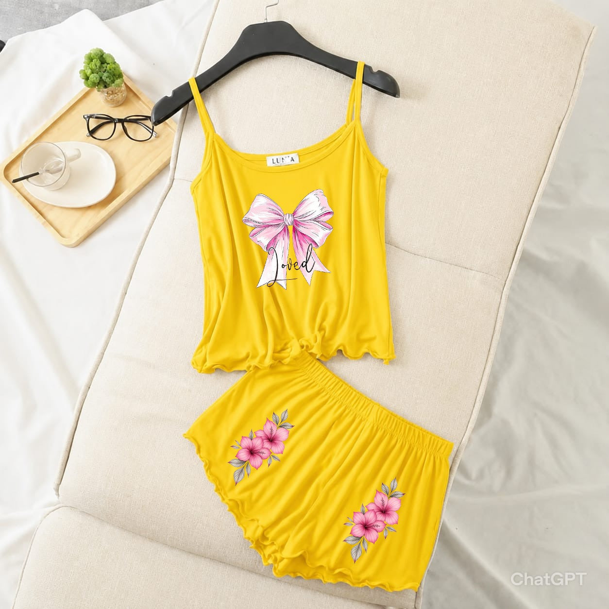 Floral Charm Sleepwear Two-piece Camisole and Short CS-001