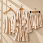 Satin Pajama Set with Robe, Camisole, and Shorts CH -011
