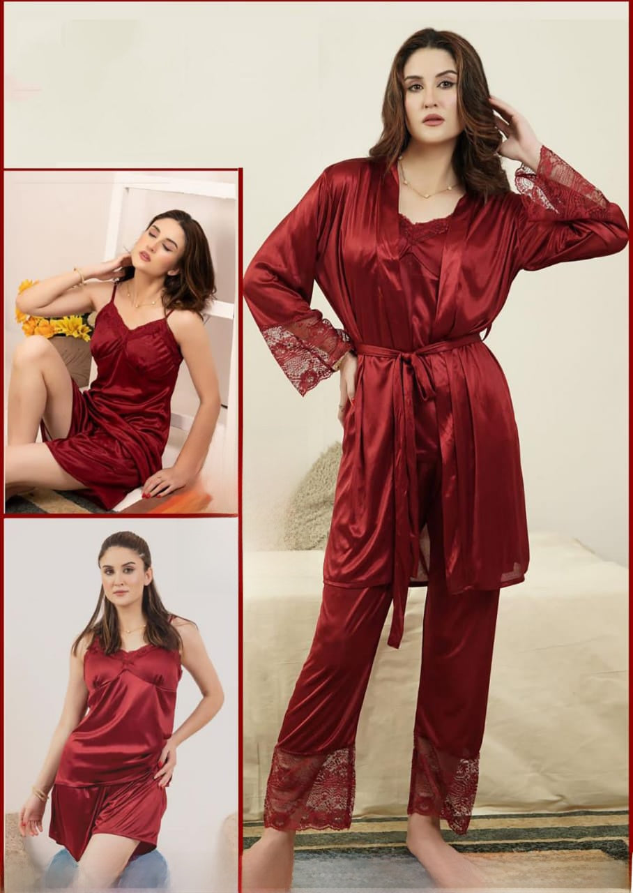 5 Piece Premium Soft Silk Nighty for Bridal CH-008