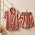 The Bordeaux Satin Short Set CH- 009