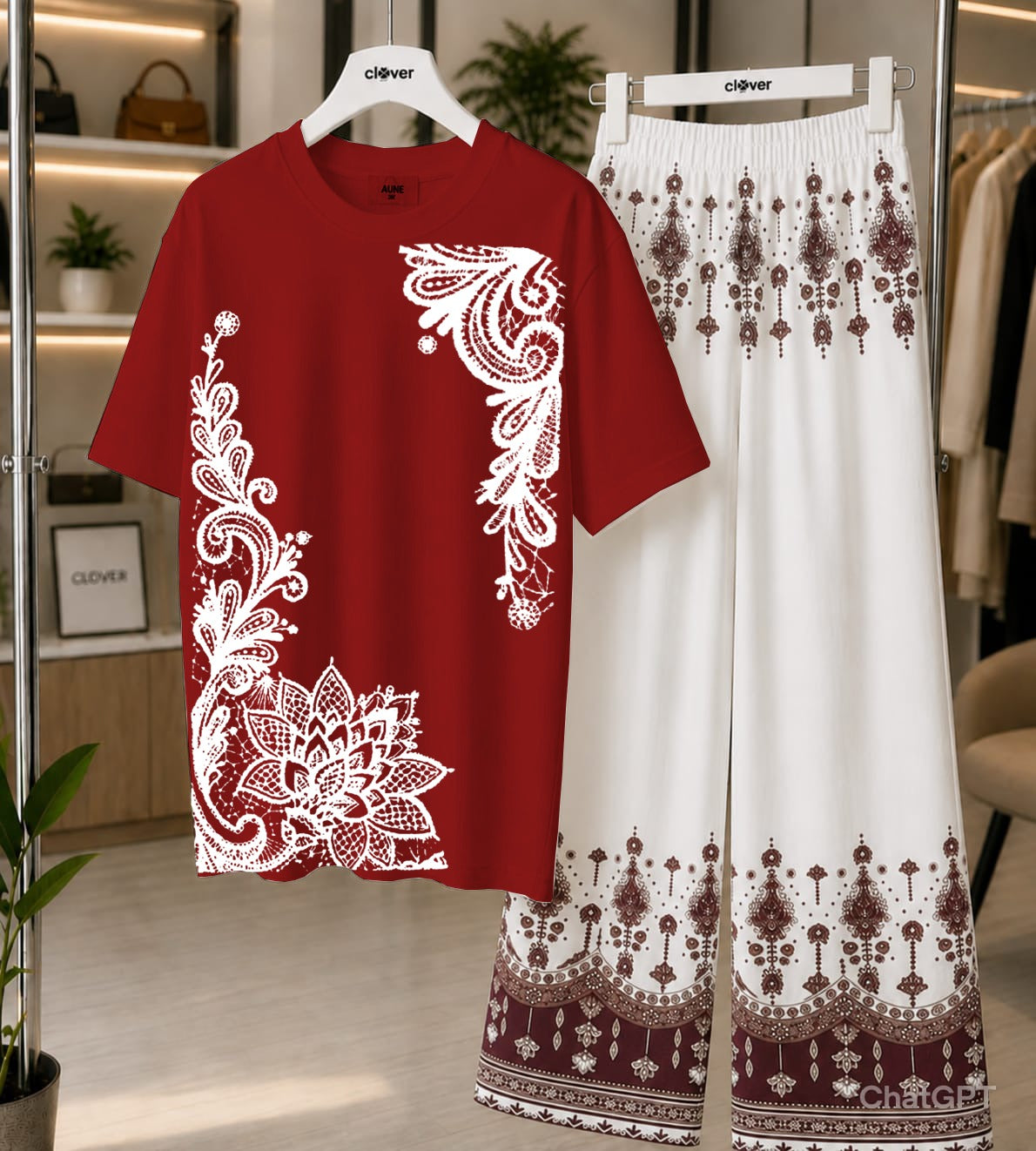 "Clover 2-Piece Women's Stitched Jersey Printed Night Suit" CH-005