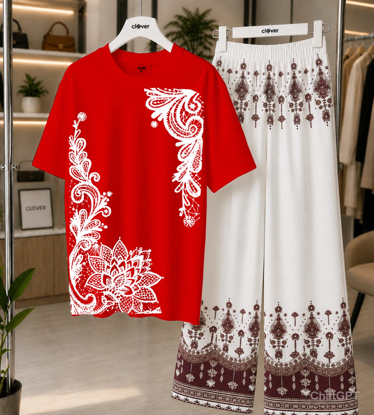 "Clover 2-Piece Women's Stitched Jersey Printed Night Suit" CH-005