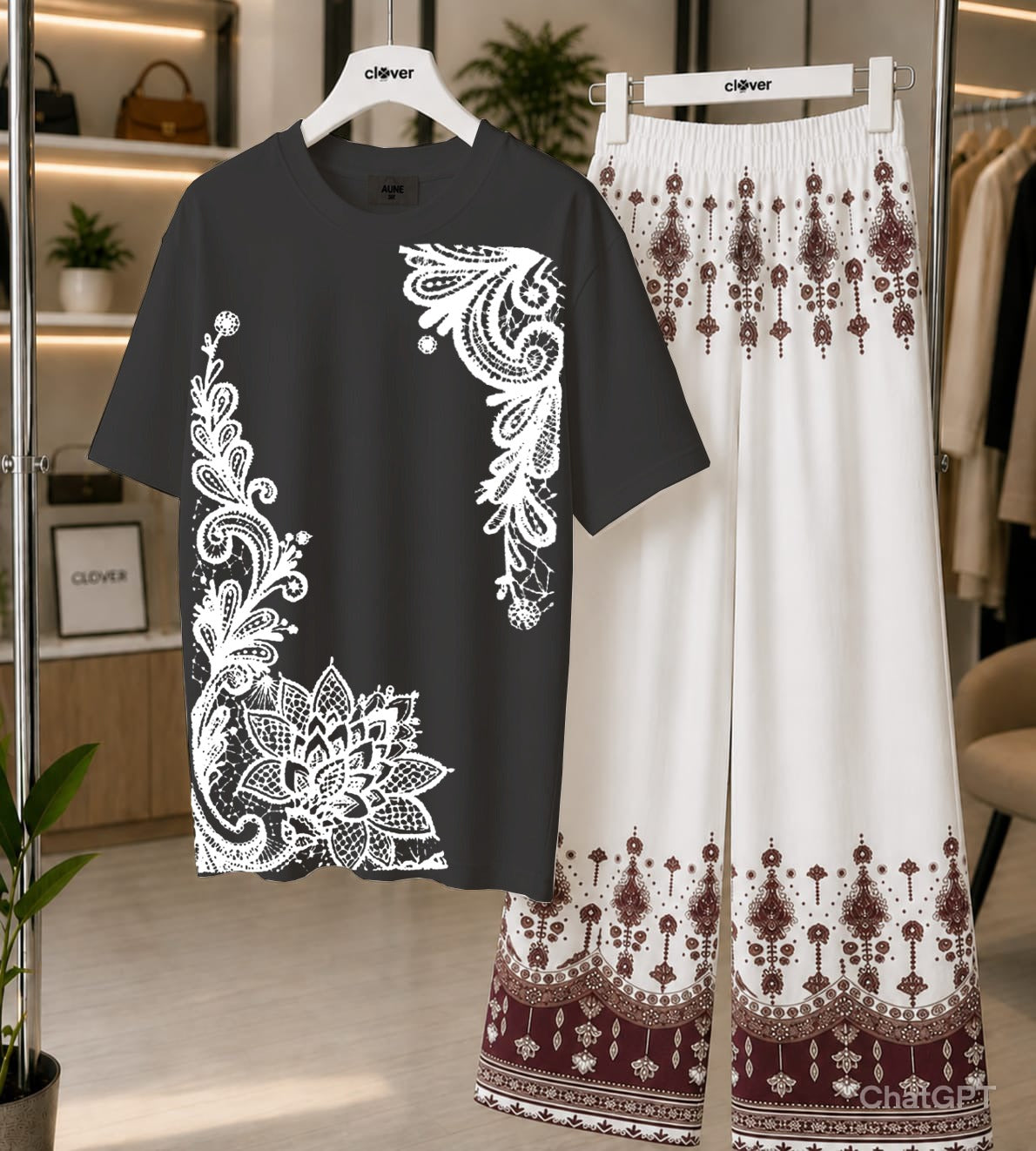 "Clover 2-Piece Women's Stitched Jersey Printed Night Suit" CH-005