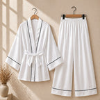 Classic White Piping Satin Sleepwear Duo CH- 010