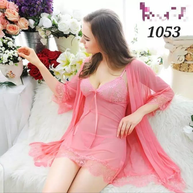 Elegant Nighty For Women Floral Lace Transparent Short Nighty And Panty EN-0211