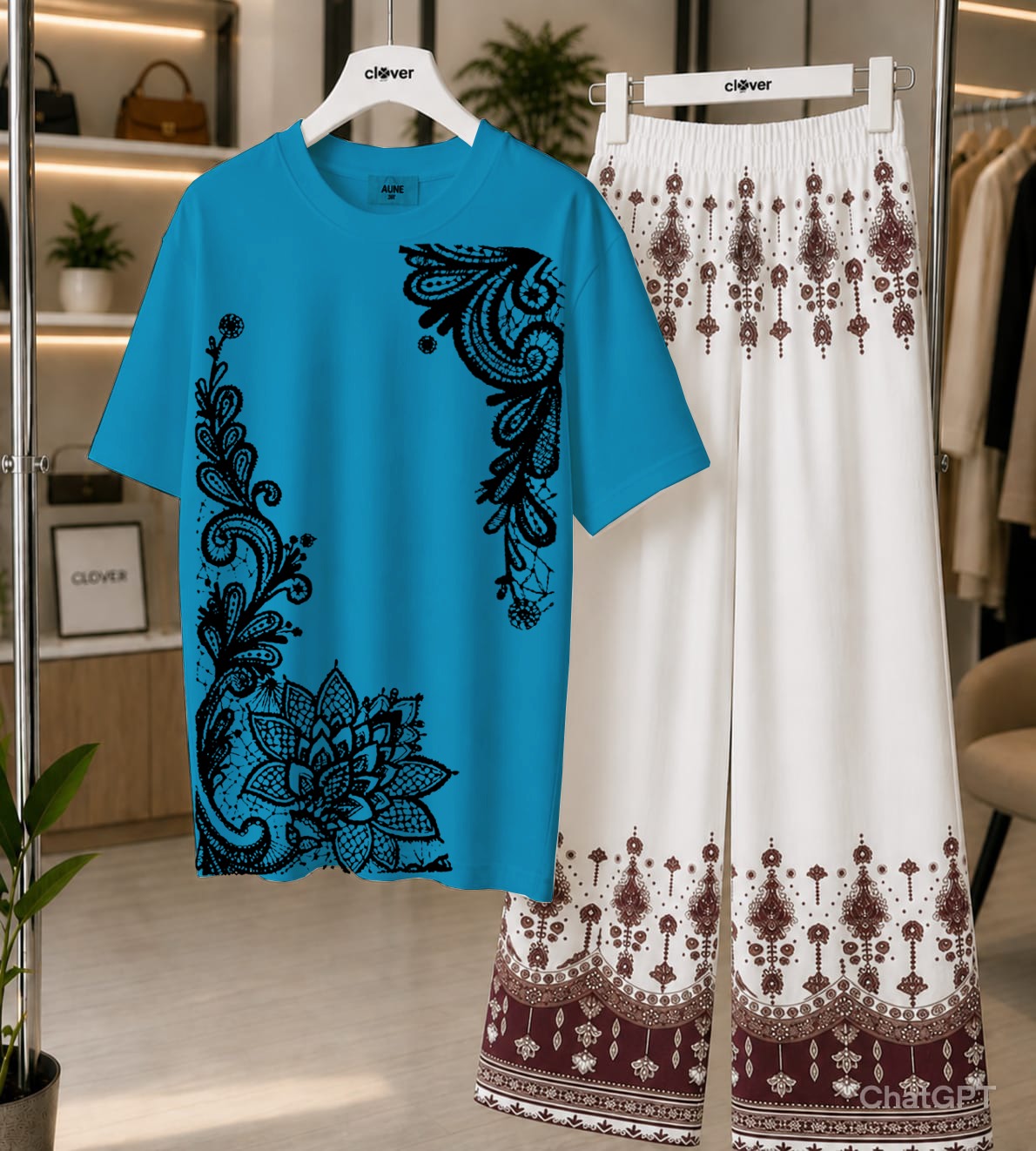 "Clover 2-Piece Women's Stitched Jersey Printed Night Suit" CH-005